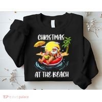 Christmas At The Beach Santa Summer Vacation Beach In July Sweatshirt thumb 2