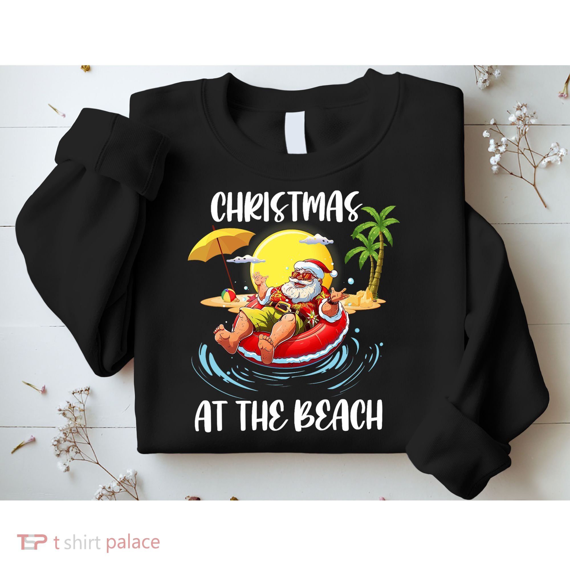 Christmas At The Beach Santa Summer Vacation Beach In July Sweatshirt