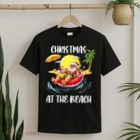Christmas At The Beach Santa Summer Vacation Beach In July T-Shirt thumb 2