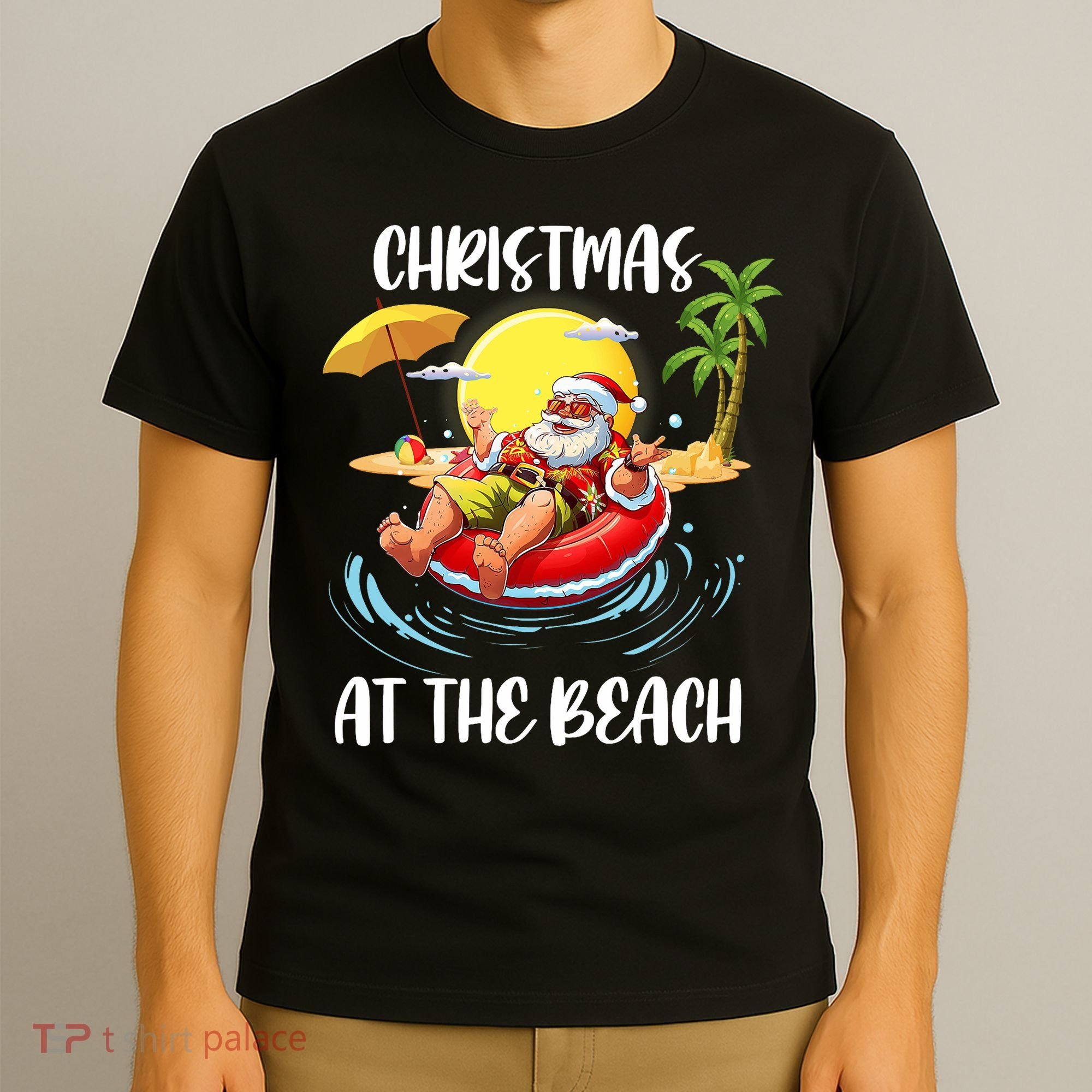 Christmas At The Beach Santa Summer Vacation Beach In July T-Shirt