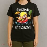 Christmas At The Beach Santa Summer Vacation Beach In July T-Shirt thumb 4