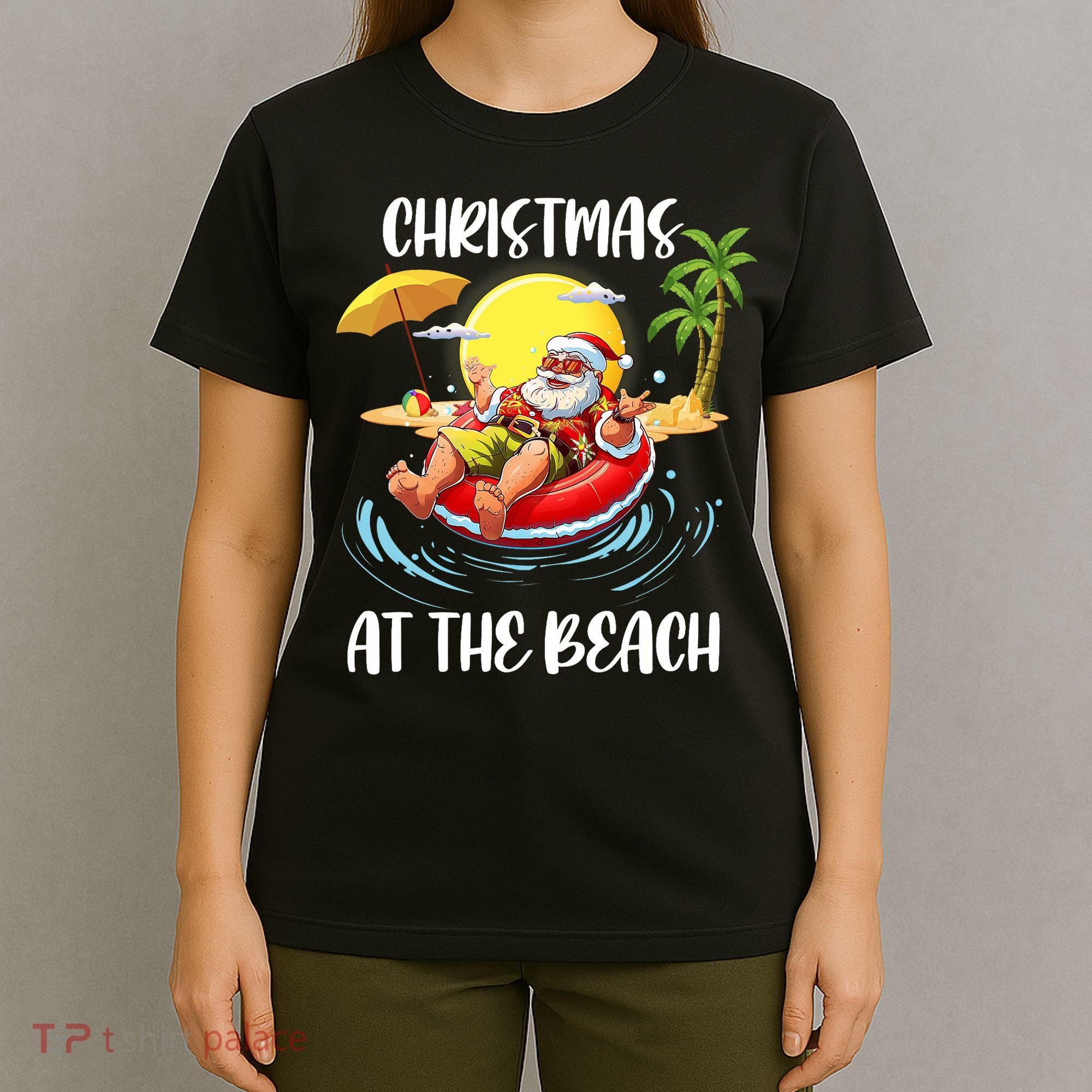 Christmas At The Beach Santa Summer Vacation Beach In July T-Shirt