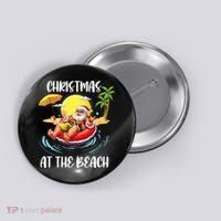 Christmas At The Beach Santa Summer Vacation Beach In July Button thumb 0
