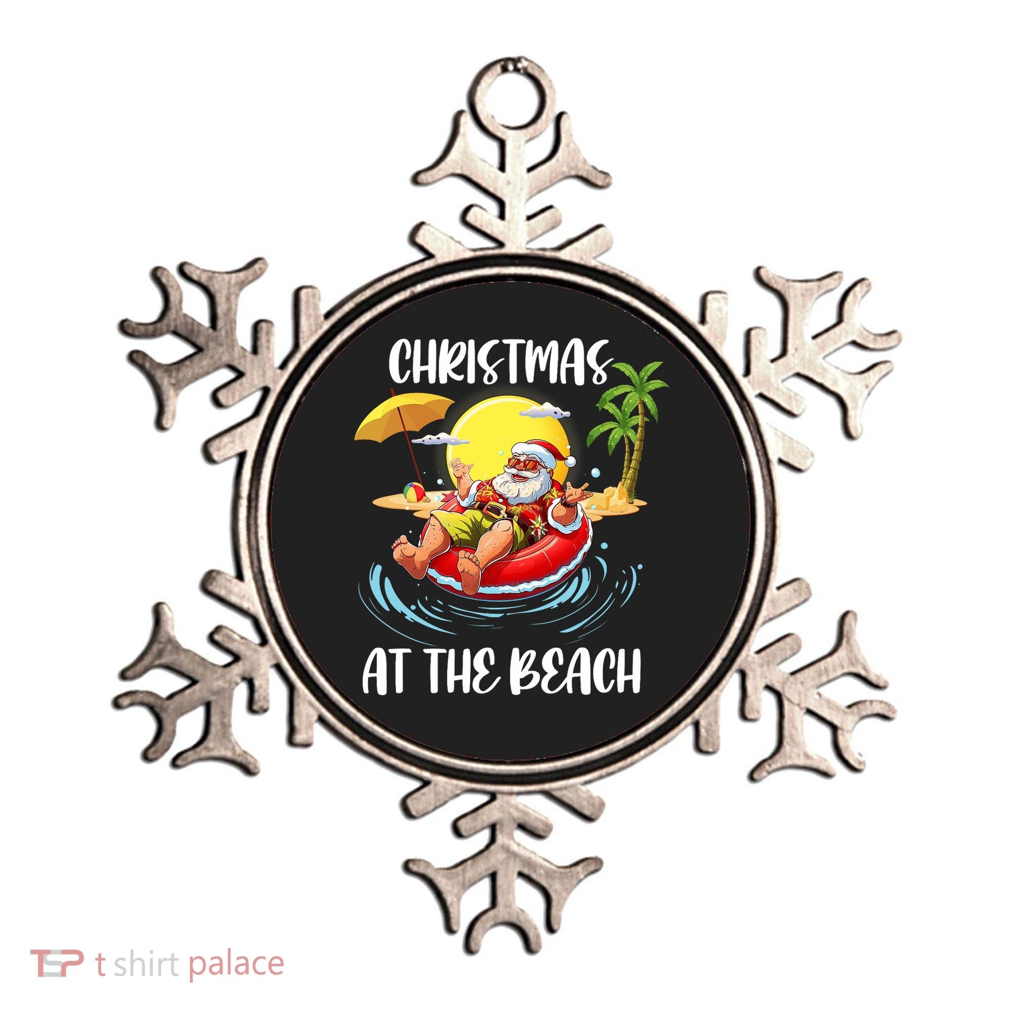 Christmas At The Beach Santa Summer Vacation Beach In July Ornament
