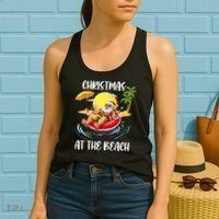 Christmas At The Beach Santa Summer Vacation Beach In July Women's Tank Top thumb 2