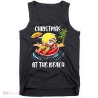 Christmas At The Beach Santa Summer Vacation Beach In July Tank Top thumb 0