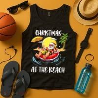 Christmas At The Beach Santa Summer Vacation Beach In July Tank Top thumb 4