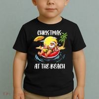 Christmas At The Beach Santa Summer Vacation Beach In July Toddler T-Shirt thumb 2