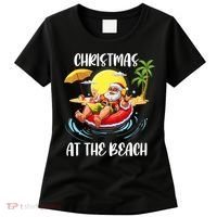 Christmas At The Beach Santa Summer Vacation Beach In July Women's T-Shirt thumb 0