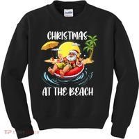 Christmas At The Beach Santa Summer Vacation Beach In July Kids Sweatshirt thumb 0