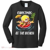 Christmas At The Beach Santa Summer Vacation Beach In July Kids Long Sleeve Shirt thumb 0