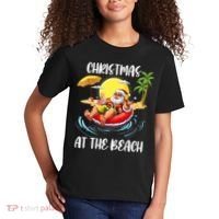 Christmas At The Beach Santa Summer Vacation Beach In July Kids T-Shirt thumb 2
