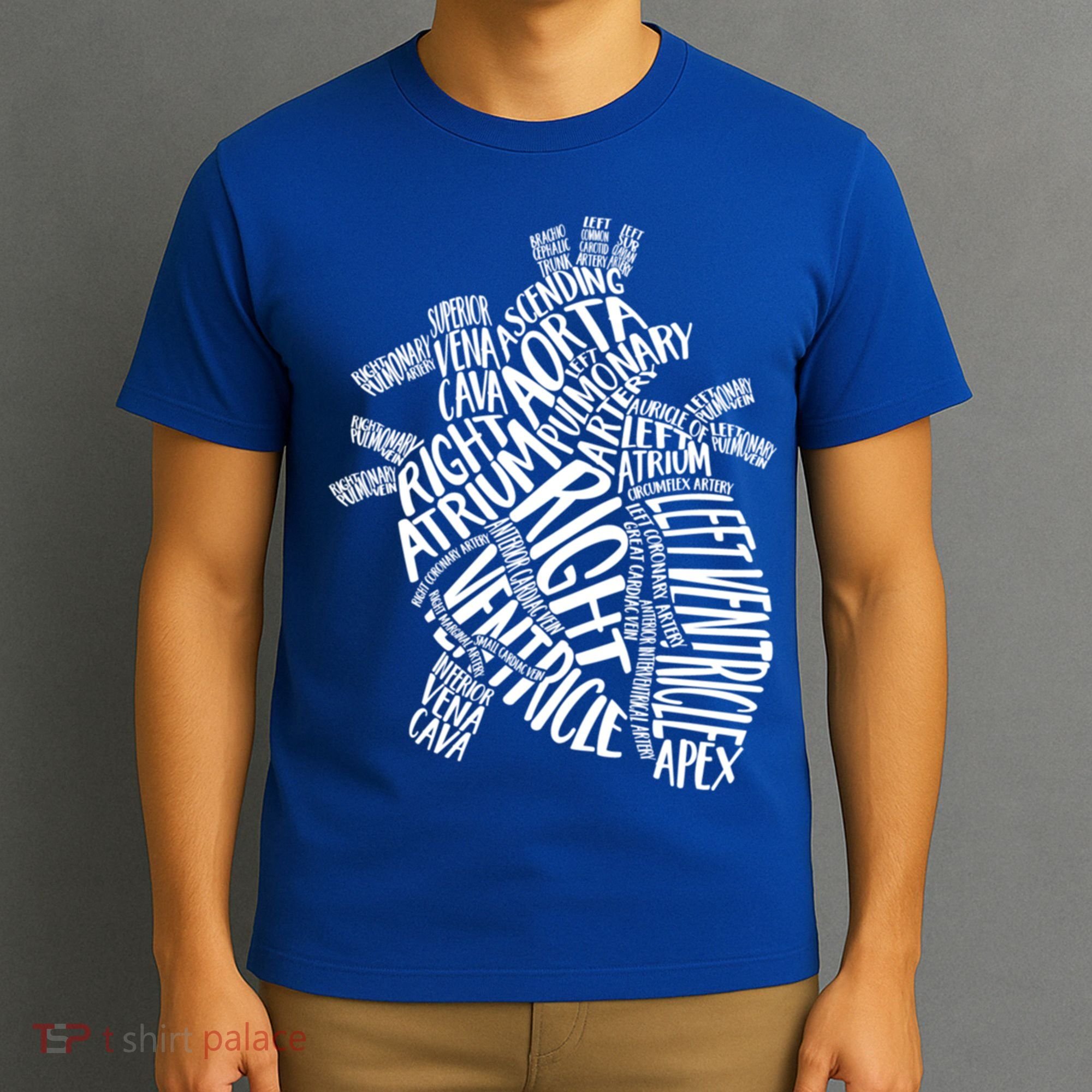 Cardiac Anatomic Typography Heart Cardiology Nurse Doctor Funny Gift T-Shirt