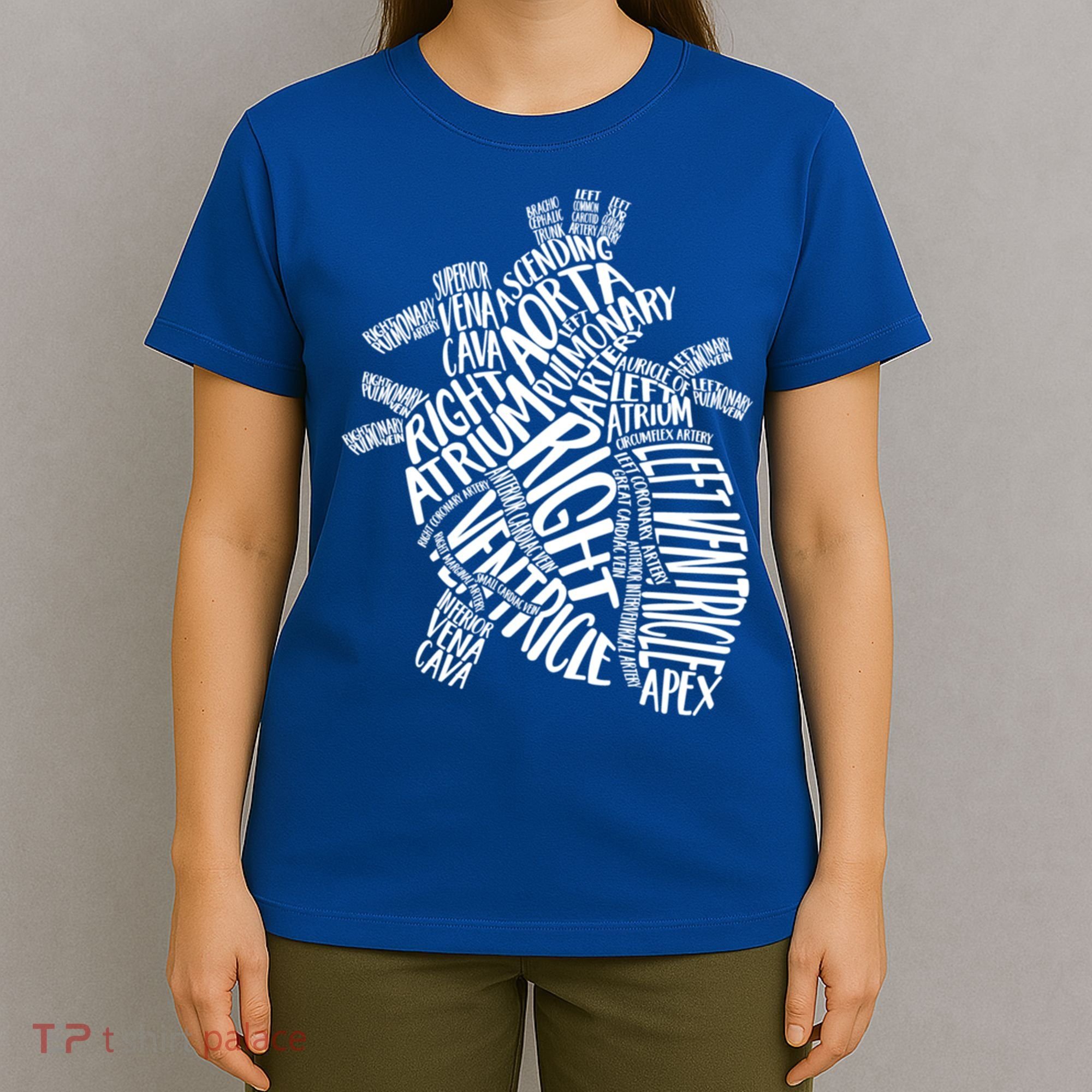 Cardiac Anatomic Typography Heart Cardiology Nurse Doctor Funny Gift T-Shirt