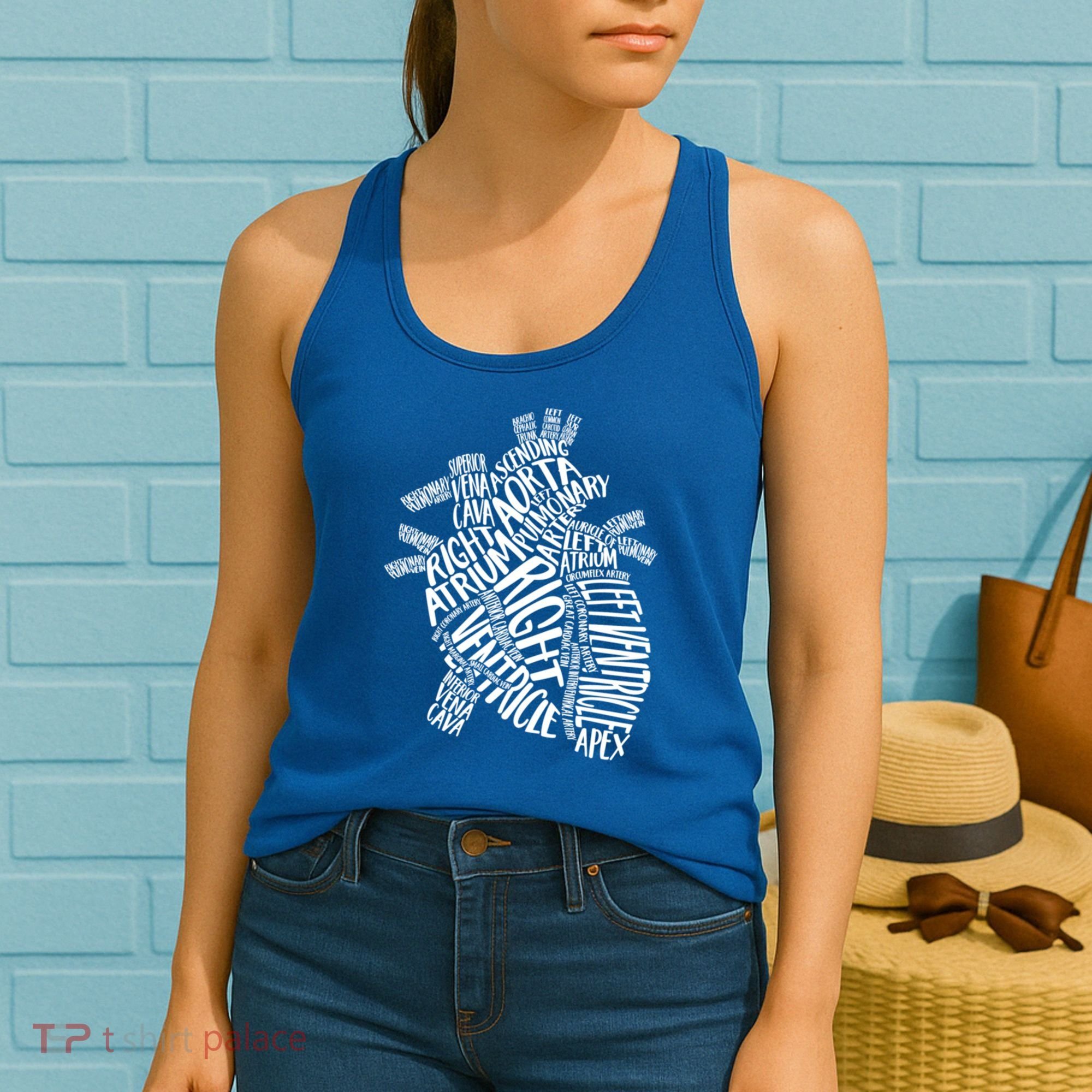 Cardiac Anatomic Typography Heart Cardiology Nurse Doctor Funny Gift Women's Tank Top