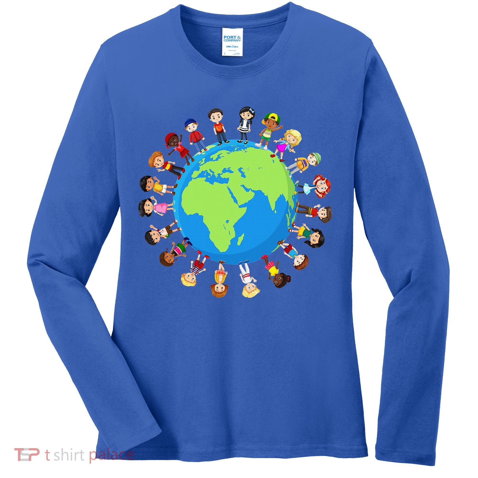 Children Around The World Environmentalist Earth Day Women's Long Sleeve Shirt