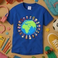 Children Around The World Environmentalist Earth Day Kids T-Shirt thumb 3