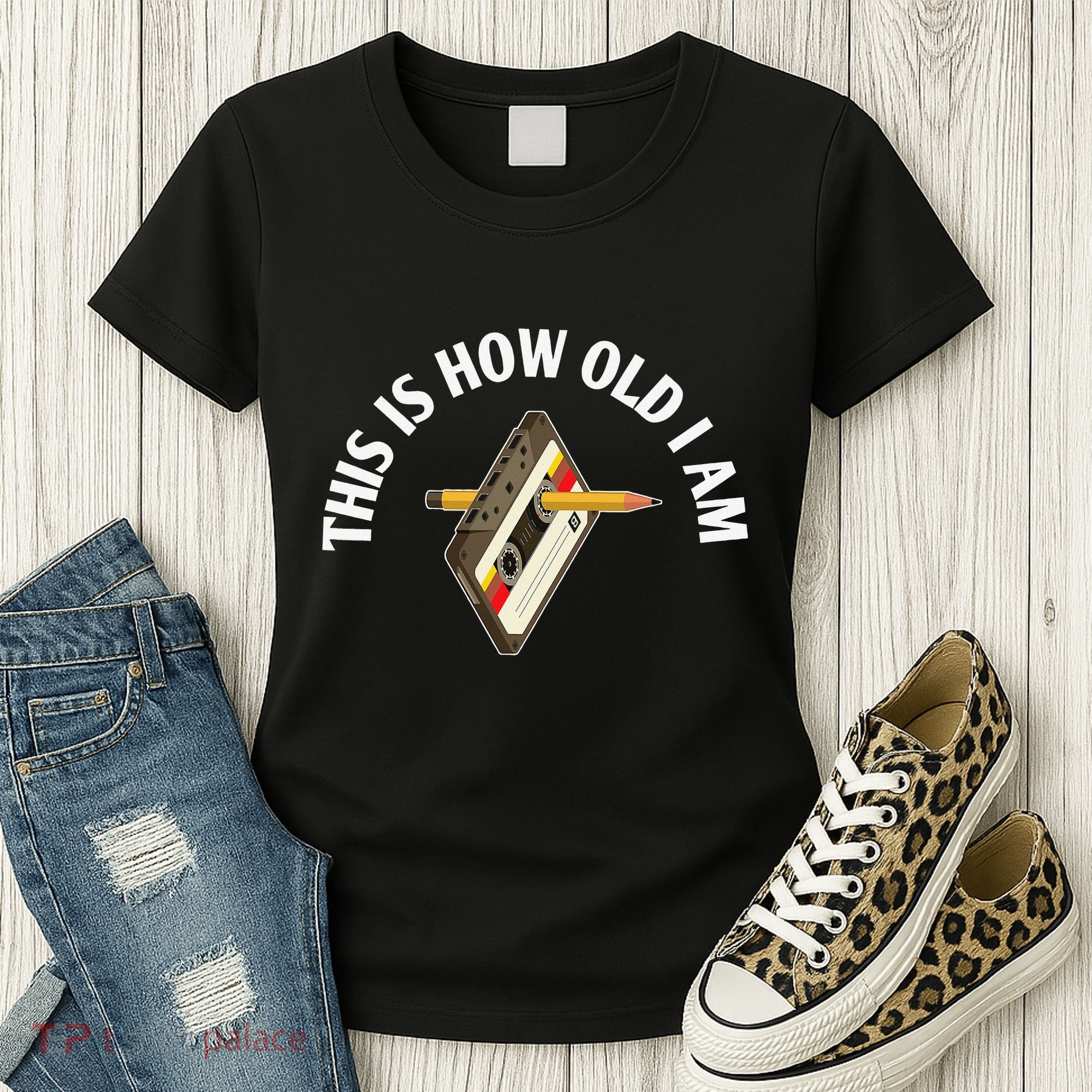Cassette Audio Tape 80s Retro Music Old Mix Pencil Women's T-Shirt
