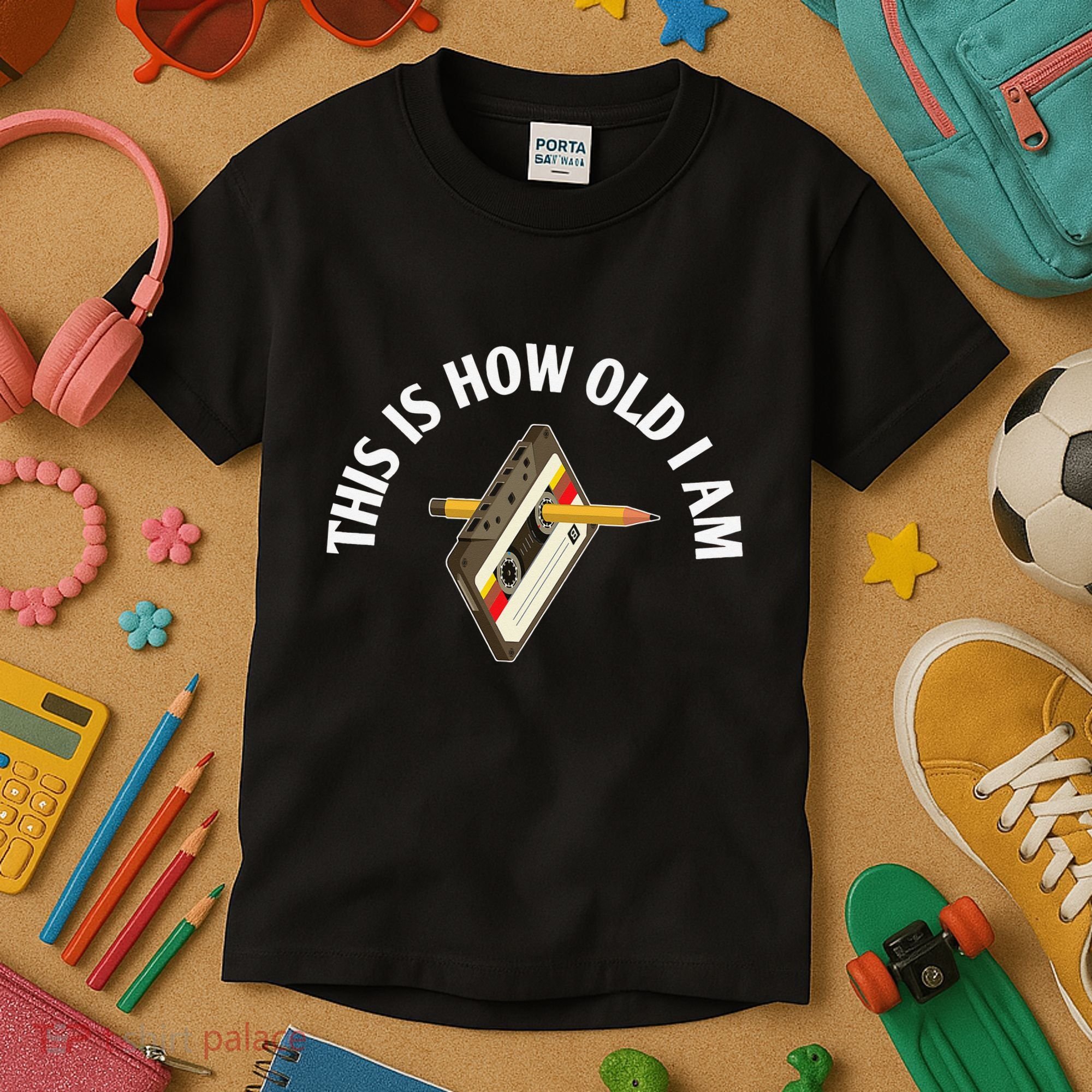 Cassette Audio Tape 80s Retro Music Old Mix Pencil Kids T-Shirt