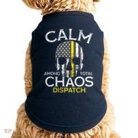 Calm Among Total Chaos 911 Dispatcher Us Flag Doggie Tank thumb 0