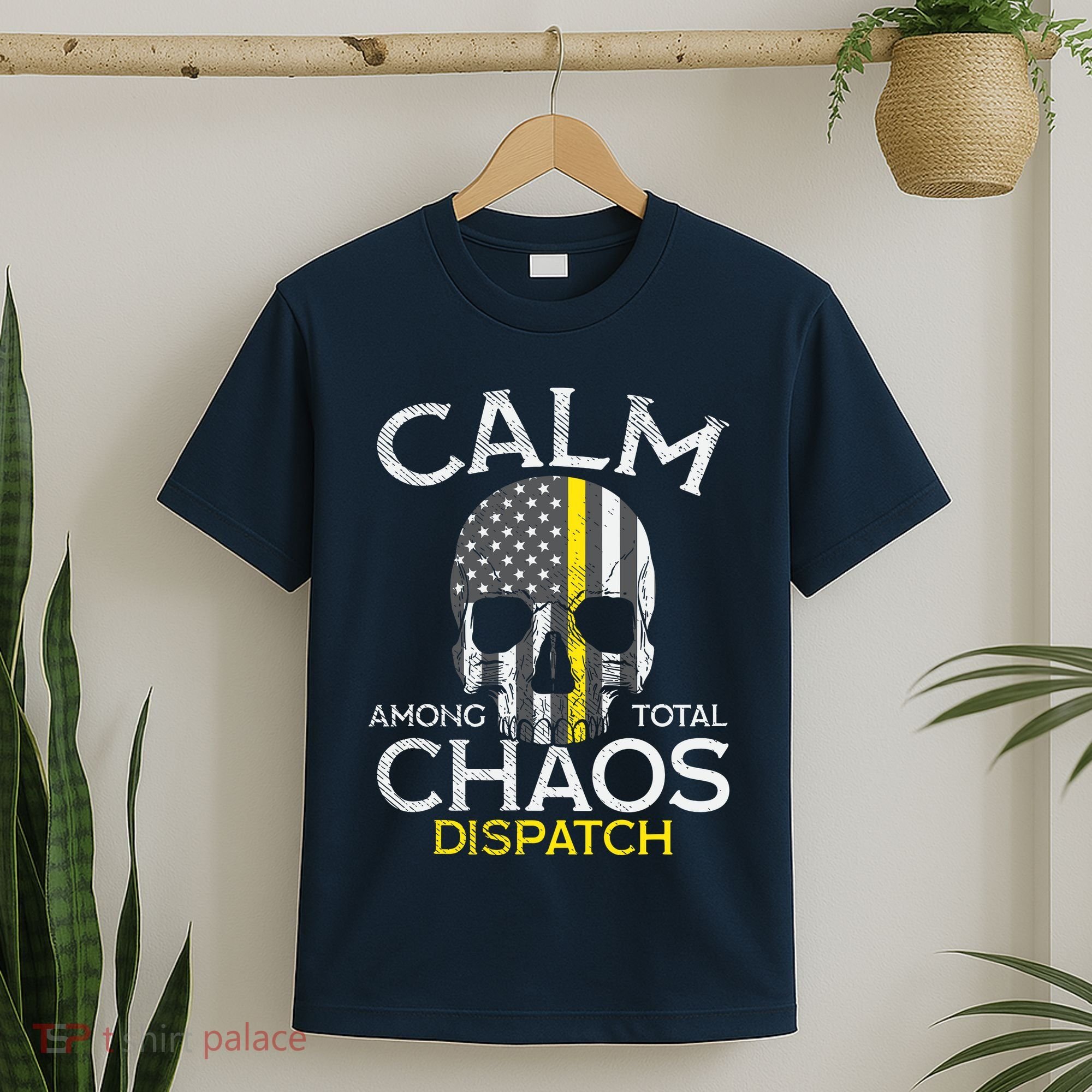 Calm Among Total Chaos 911 Dispatcher Us Flag T-Shirt