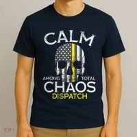 Calm Among Total Chaos 911 Dispatcher Us Flag T-Shirt thumb 3