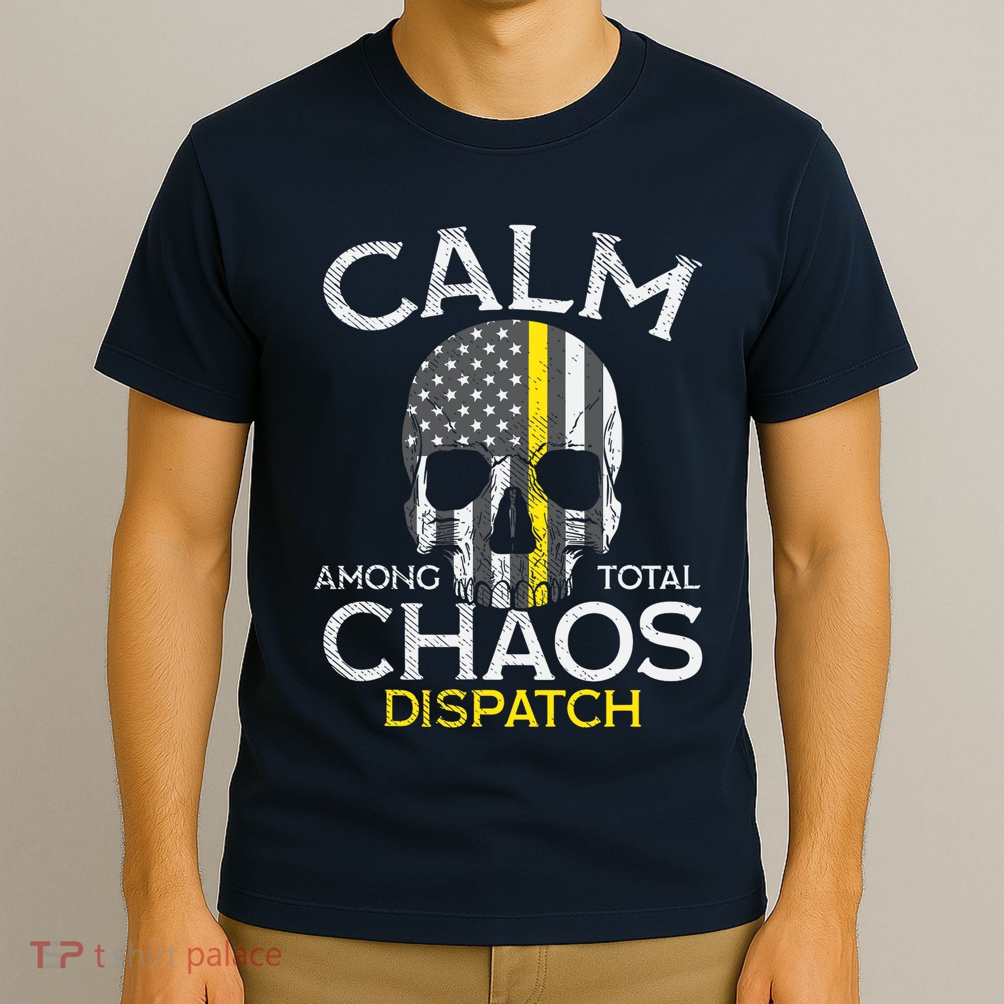 Calm Among Total Chaos 911 Dispatcher Us Flag T-Shirt