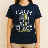 Calm Among Total Chaos 911 Dispatcher Us Flag T-Shirt thumb 4