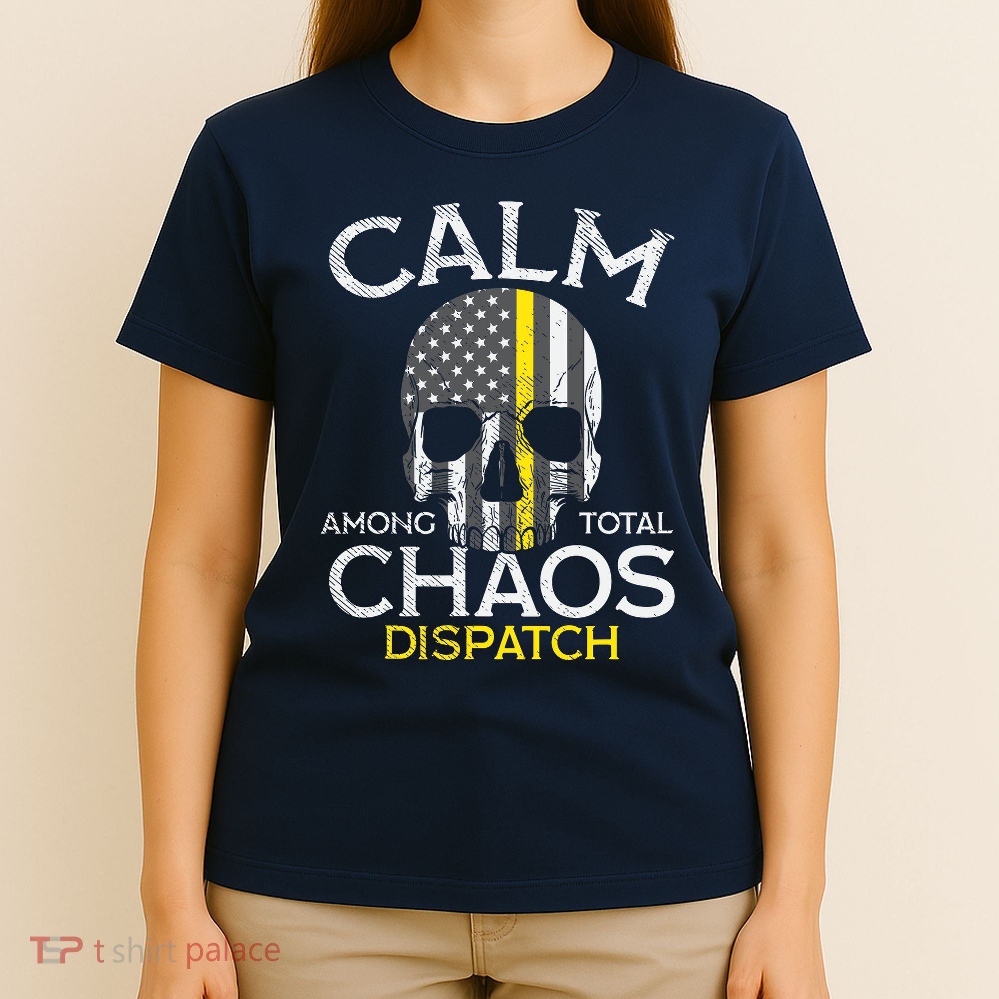 Calm Among Total Chaos 911 Dispatcher Us Flag T-Shirt