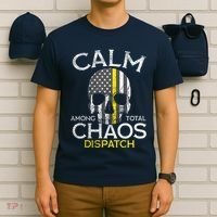 Calm Among Total Chaos 911 Dispatcher Us Flag T-Shirt thumb 6