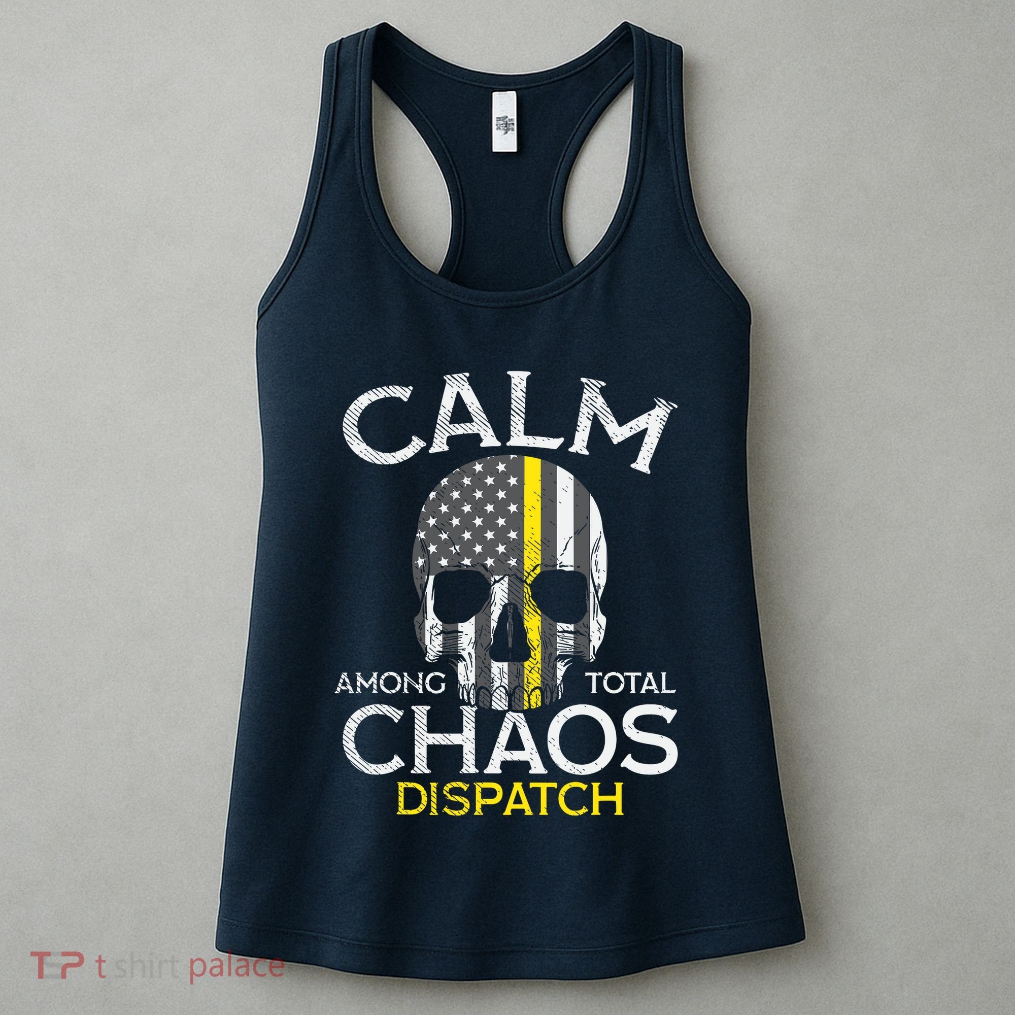 Calm Among Total Chaos 911 Dispatcher Us Flag Women's Tank Top