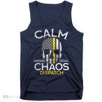 Calm Among Total Chaos 911 Dispatcher Us Flag Tank Top thumb 0