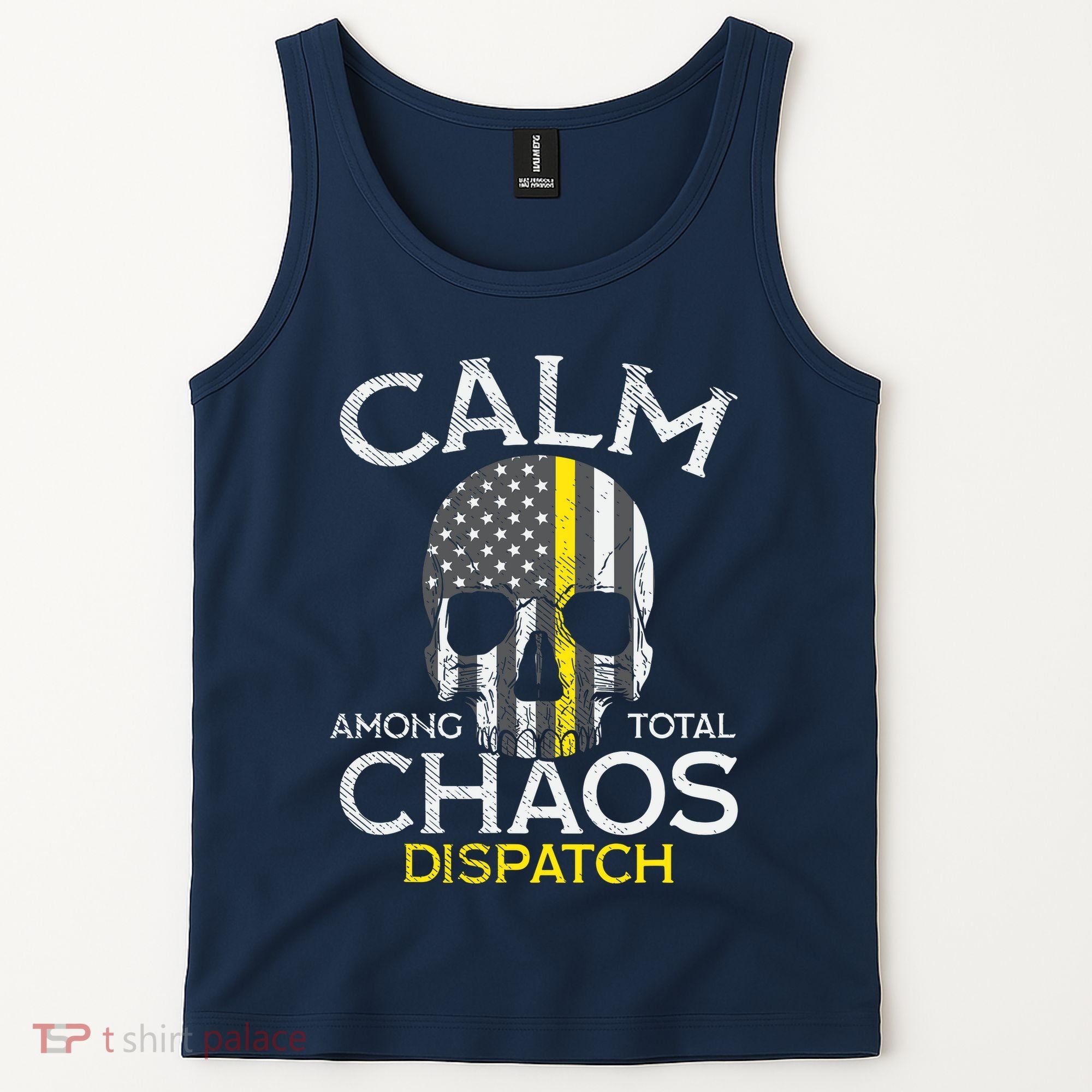 Calm Among Total Chaos 911 Dispatcher Us Flag Tank Top