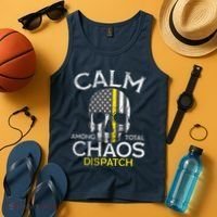 Calm Among Total Chaos 911 Dispatcher Us Flag Tank Top thumb 4
