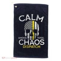 Calm Among Total Chaos 911 Dispatcher Us Flag Golf Towel thumb 0