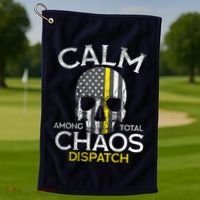 Calm Among Total Chaos 911 Dispatcher Us Flag Golf Towel thumb 1