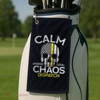Calm Among Total Chaos 911 Dispatcher Us Flag Golf Towel thumb 2
