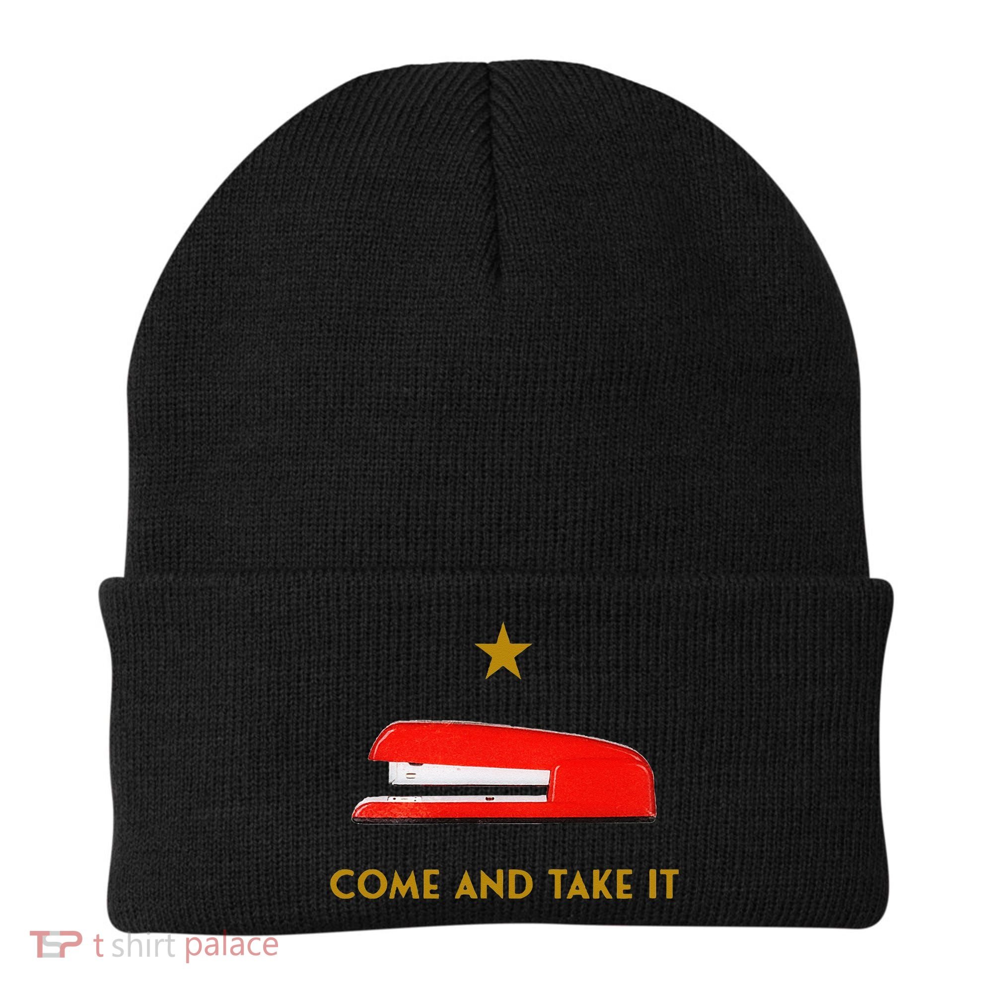 Come And Take It Red Stapler Novelty Retro Office Meme Beanie