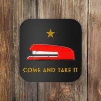 Come And Take It Red Stapler Novelty Retro Office Meme Coaster thumb 0