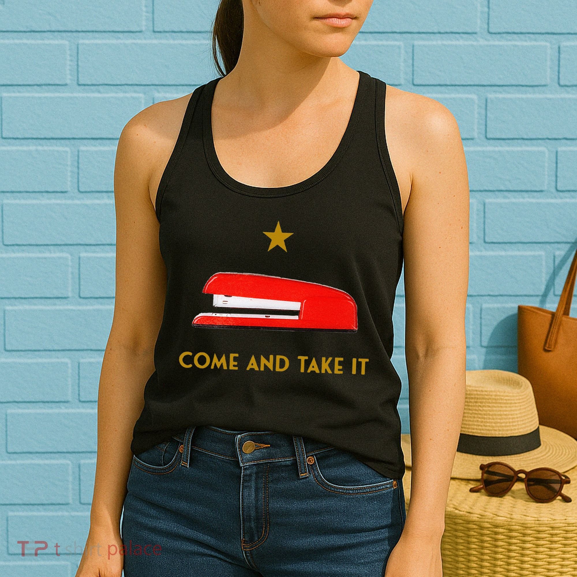 Come And Take It Red Stapler Novelty Retro Office Meme Women's Tank Top