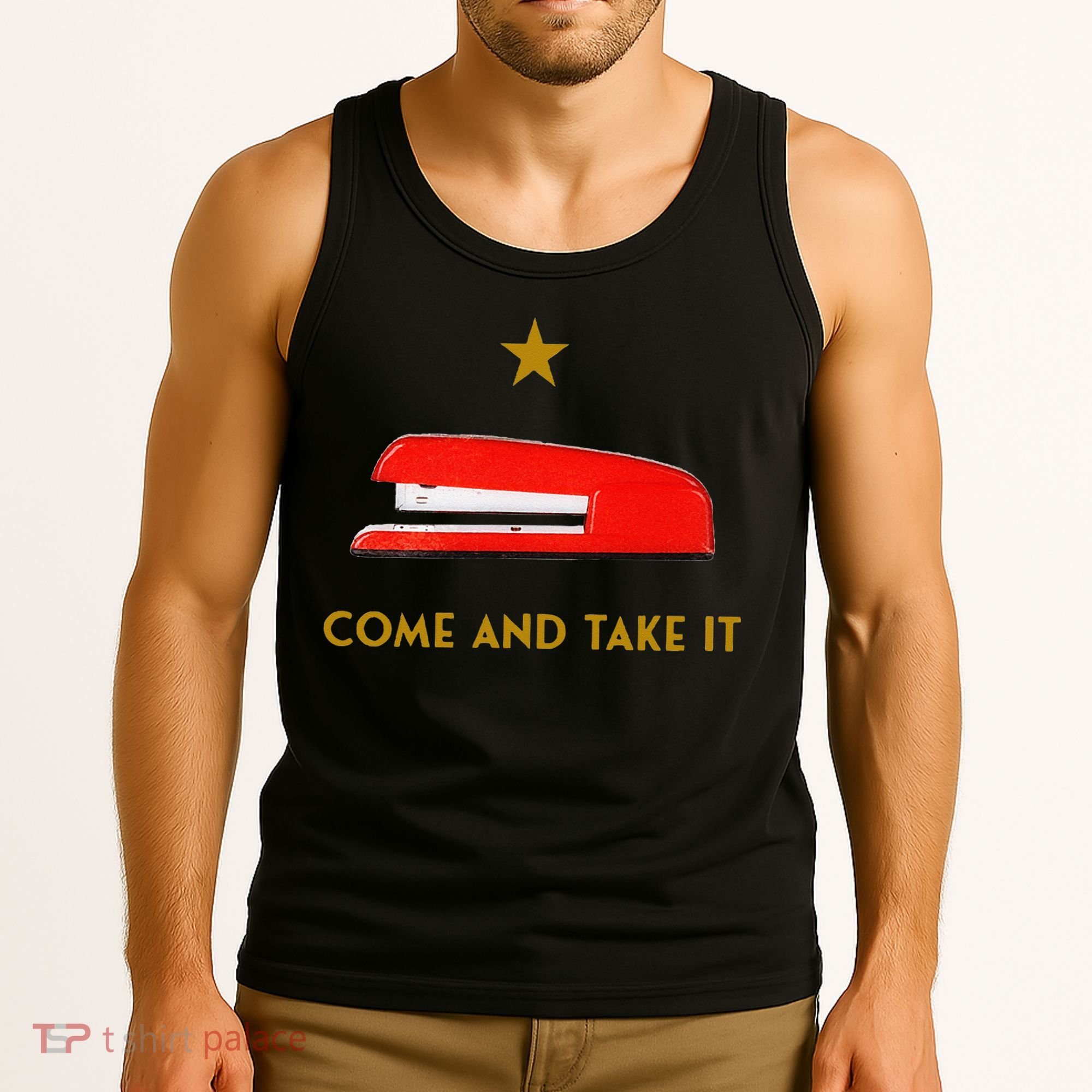 Come And Take It Red Stapler Novelty Retro Office Meme Tank Top
