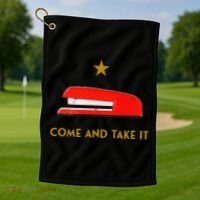 Come And Take It Red Stapler Novelty Retro Office Meme Golf Towel thumb 1