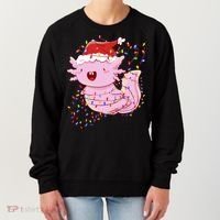 Cute Axolotl Tangled In Christmas Lights Santa Hat Women's Sweatshirt thumb 0