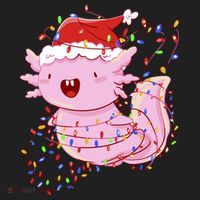 Cute Axolotl Tangled In Christmas Lights Santa Hat Women's Sweatshirt thumb 2