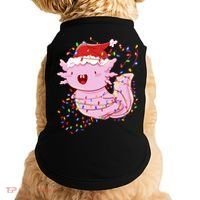 Cute Axolotl Tangled In Christmas Lights Santa Hat Doggie Tank thumb 0