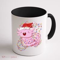 Cute Axolotl Tangled In Christmas Lights Santa Hat Coffee Mug thumb 1