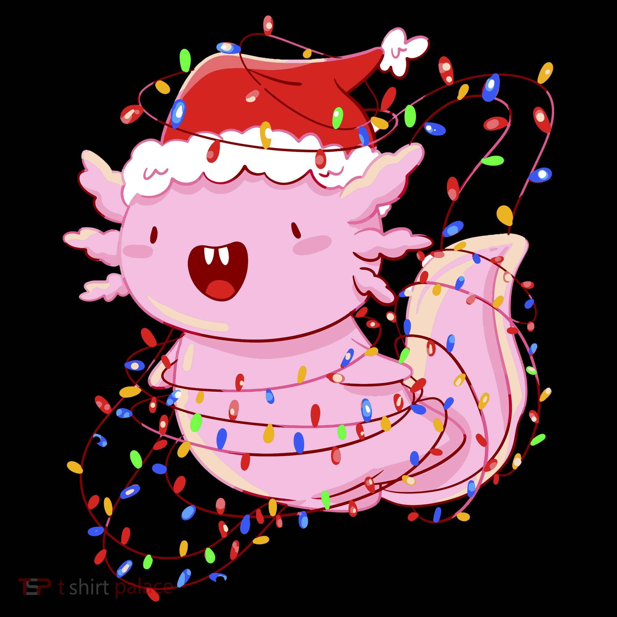 Cute Axolotl Tangled In Christmas Lights Santa Hat Coffee Mug