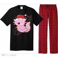 Cute Axolotl Tangled In Christmas Lights Santa Hat Pajama Set thumb 0