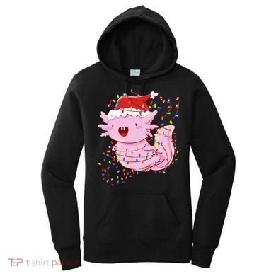 Cute Axolotl Tangled In Christmas Lights Santa Hat Women's Hoodie