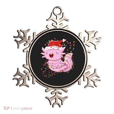Cute Axolotl Tangled In Christmas Lights Santa Hat Ornament